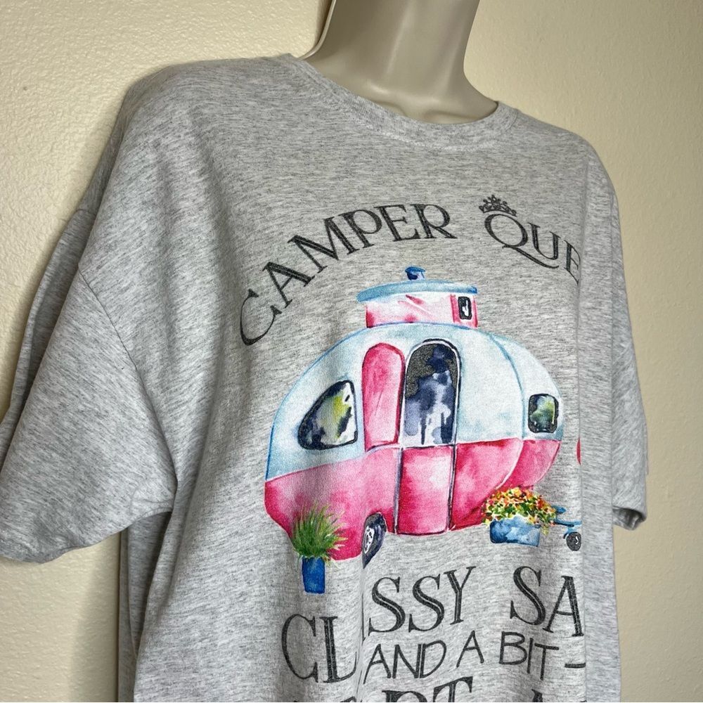 Fruit of the Loom Camper Queen Heather Gray Crew Neck Short Sleeve Tee Women XL - Picture 2 of 12